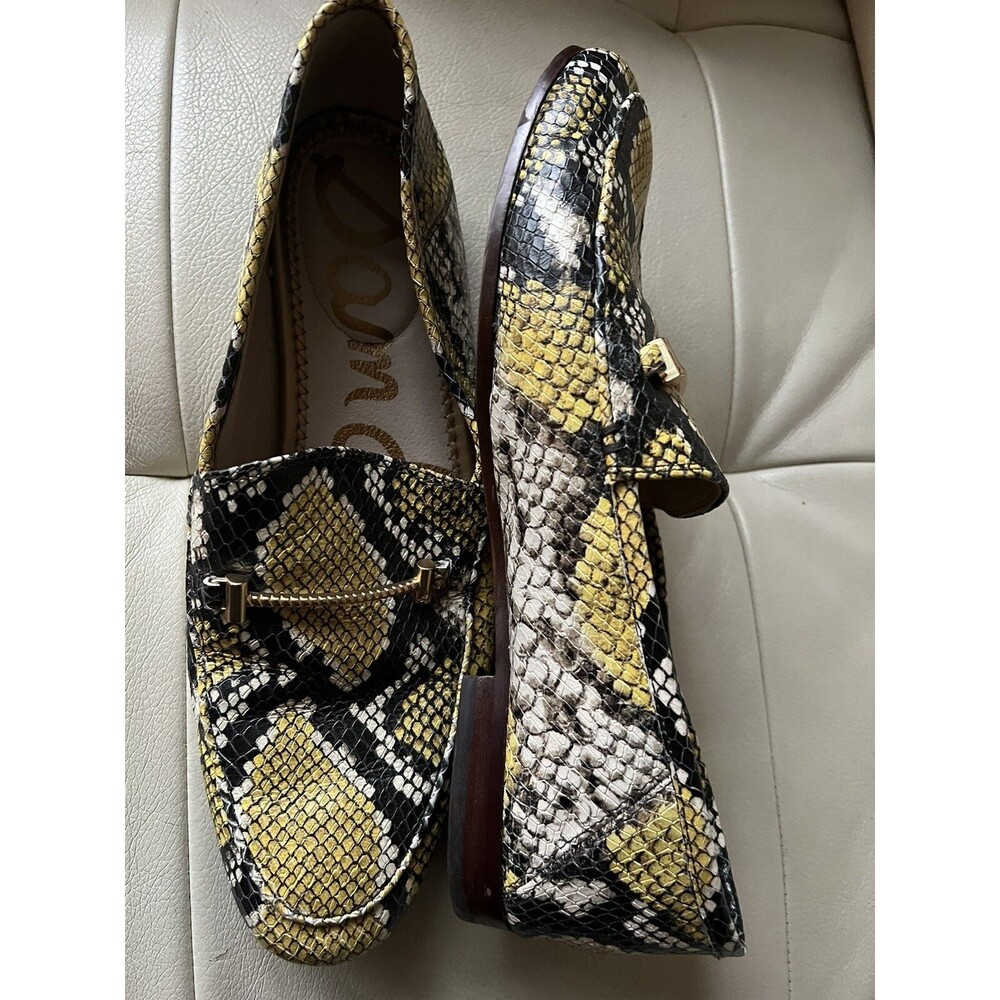 SAM EDELMAN Shoes Lior Snake Print Loafers Flats Yellow Black Sz 8.5